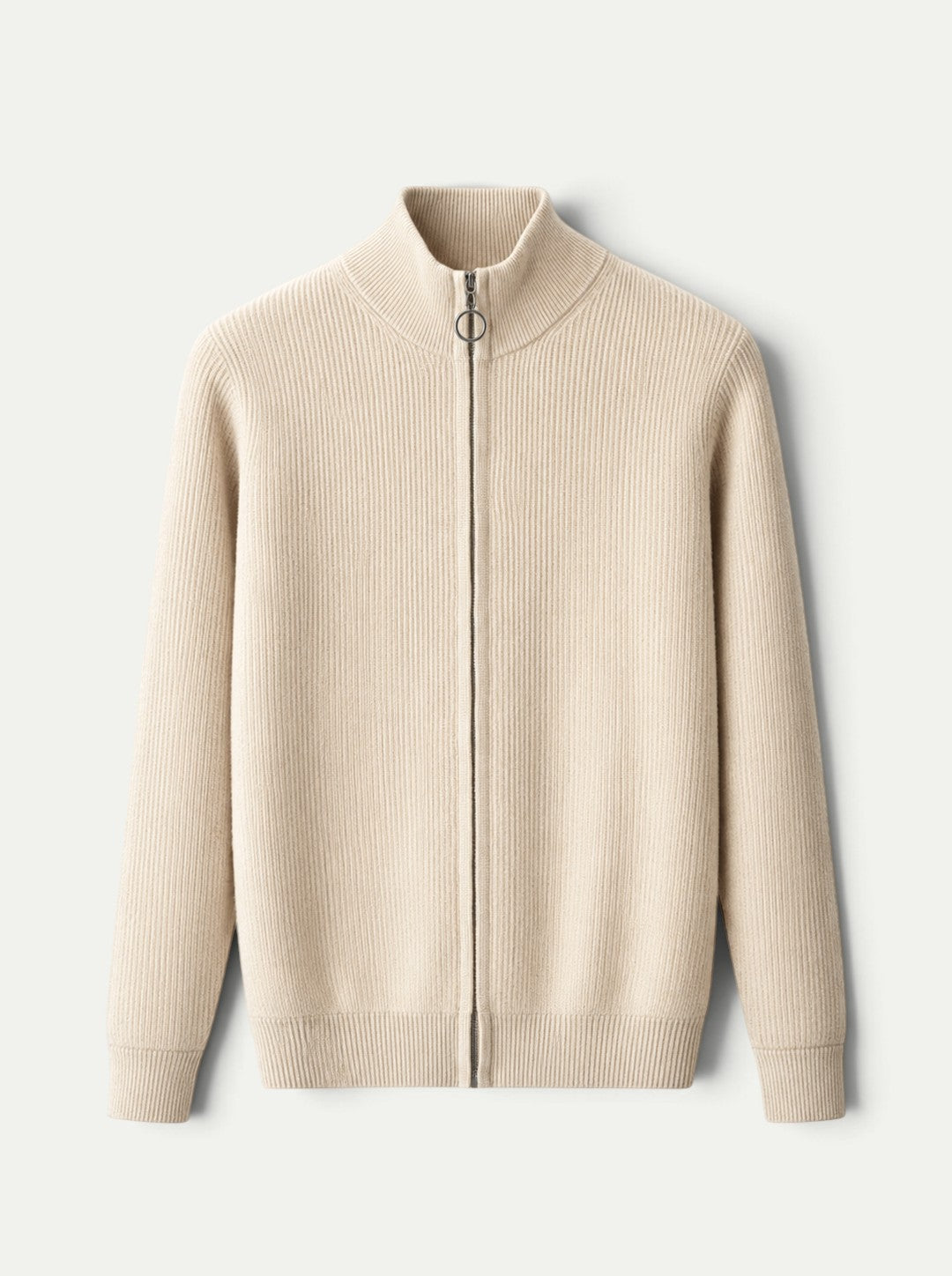 Weston Ribbed Cashmere Zip Cardigan