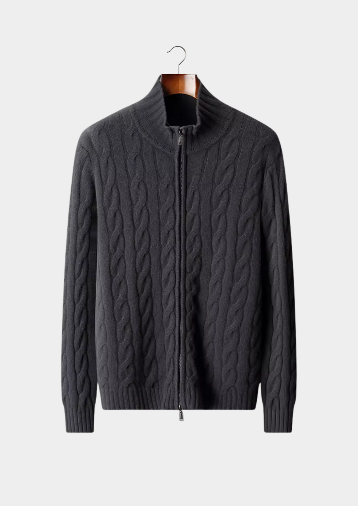 Everett Cable Cashmere Zip Cardigan