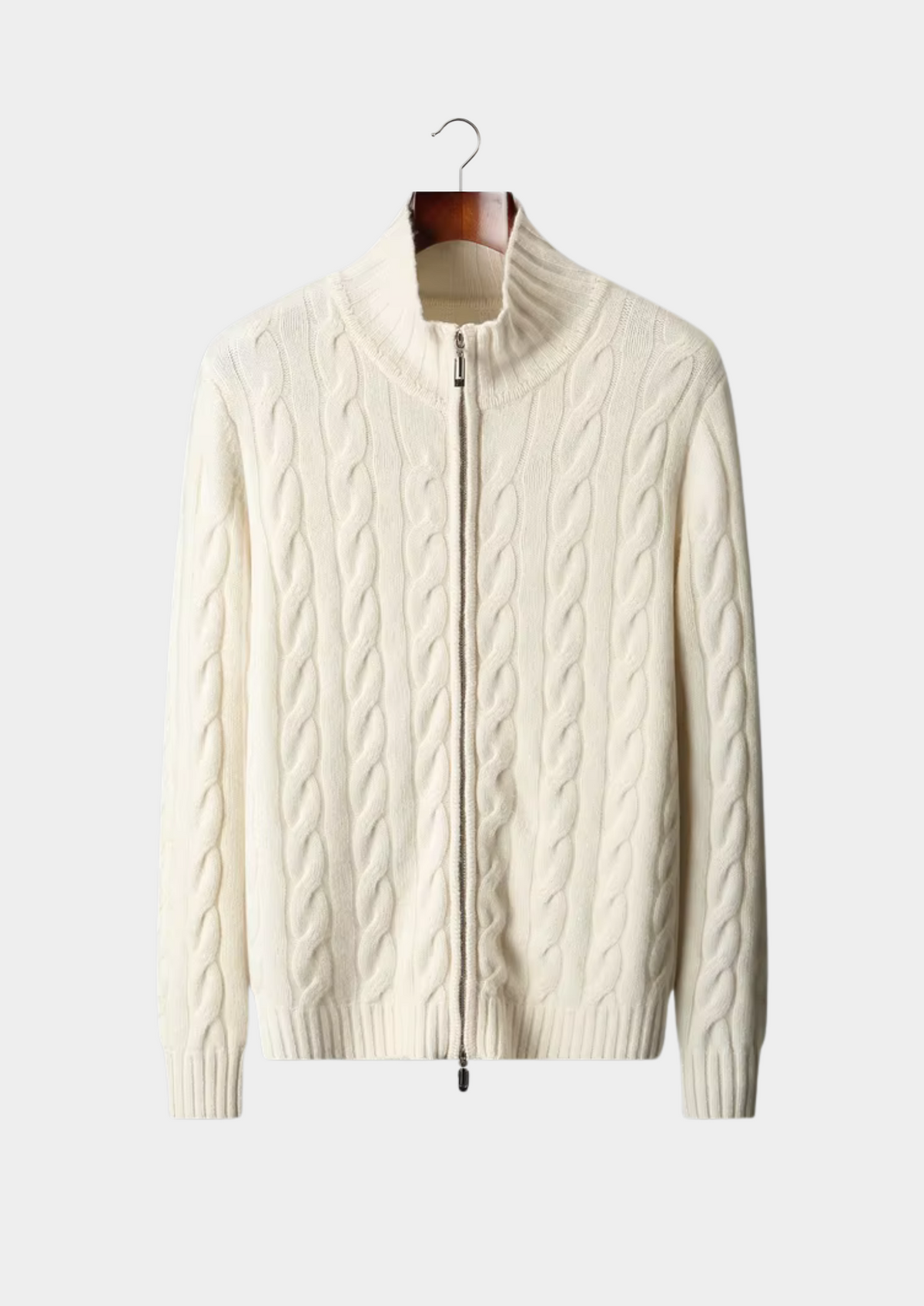 Everett Cable Cashmere Zip Cardigan